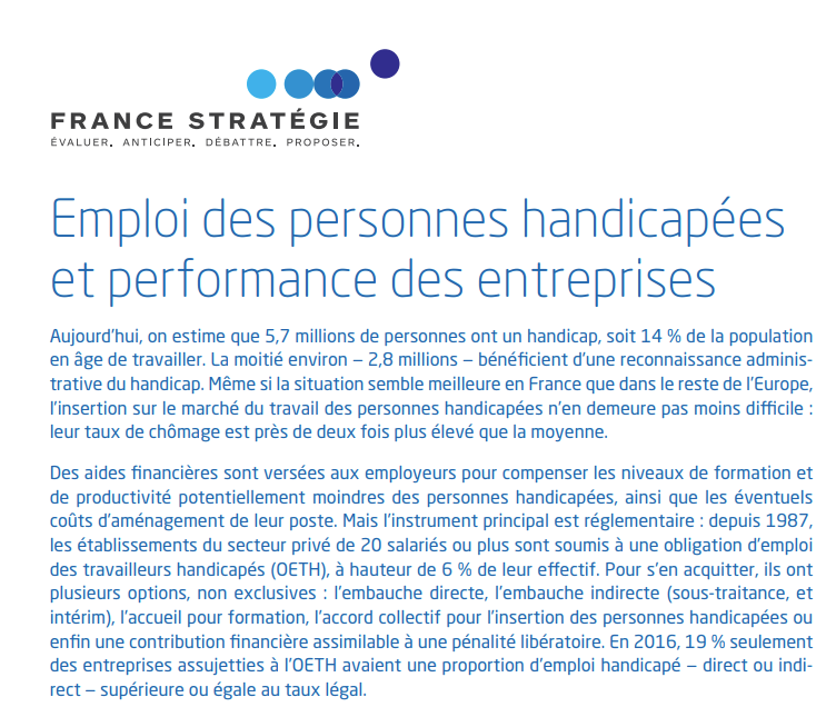 Emploi des personnes handicapées et performance des entreprises